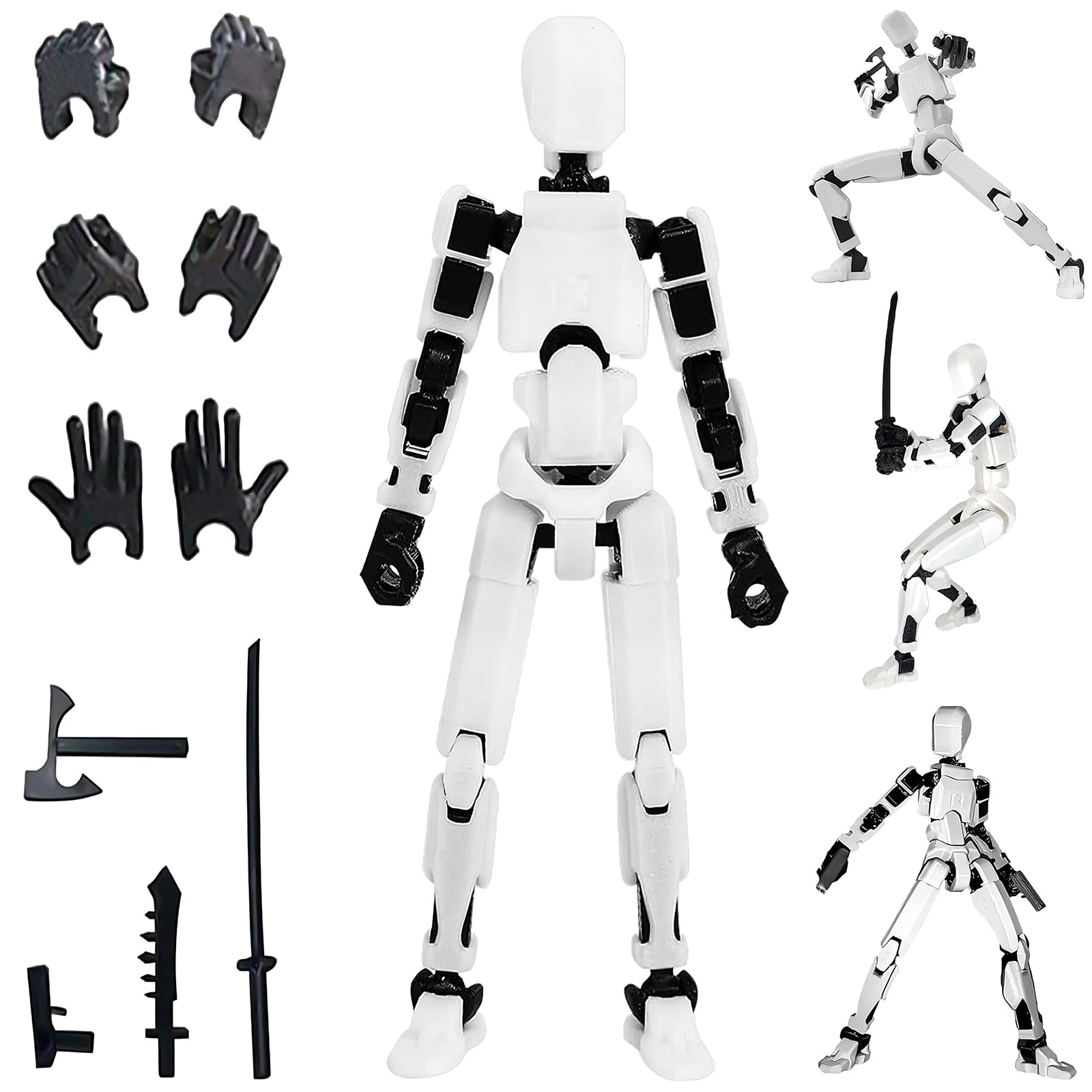 Gozaqe Action Figure Toys,DIY Assembly Dummy 13 Action Figures,Articulated Joints Robot,Desktop Decorations,Gift Idea for Kids & Adults (White)-image-32