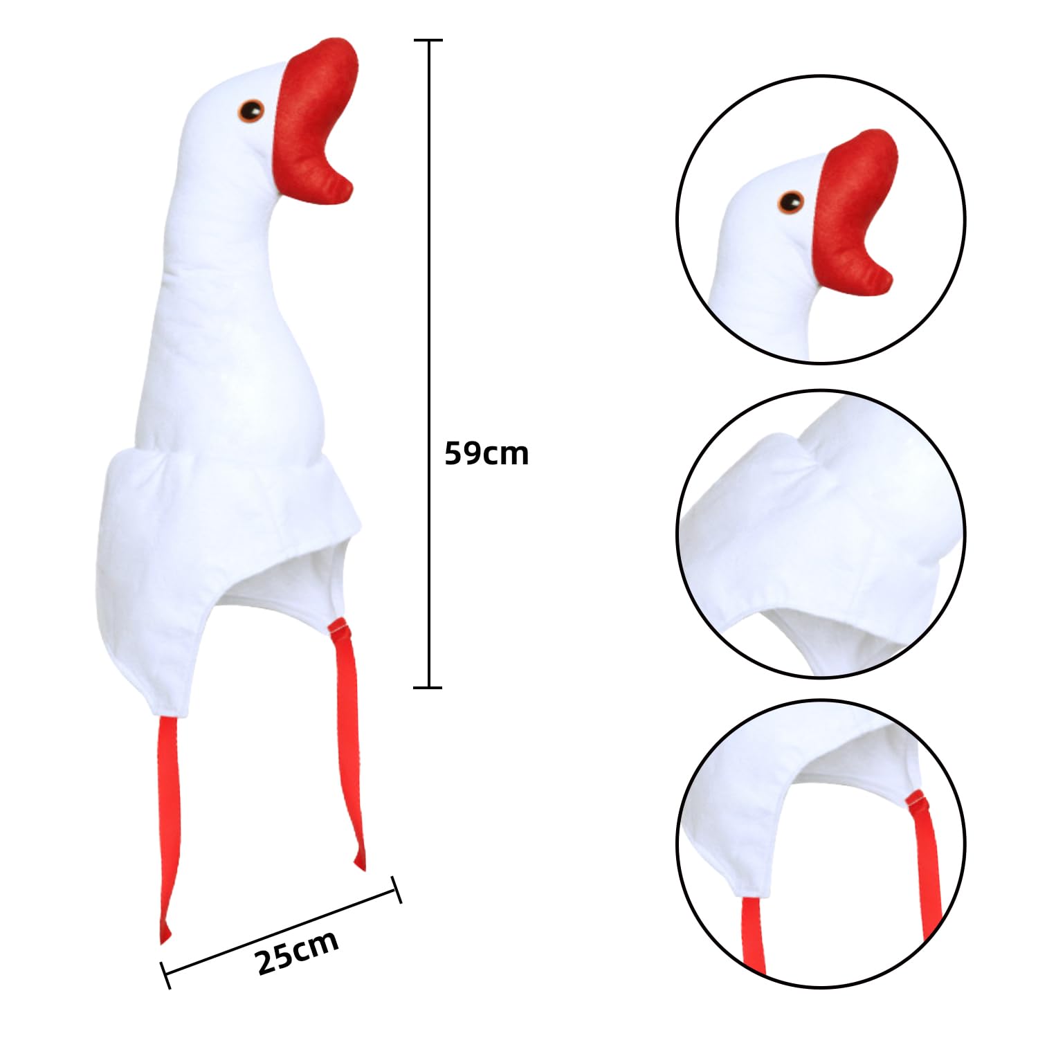 XNFUOE Plush Goose Hat Goose Headwear Cute Costume Headwear with Drawstring for Photoshoot Stage Performance Christmas Halloween Party Joking Gift - Image 2