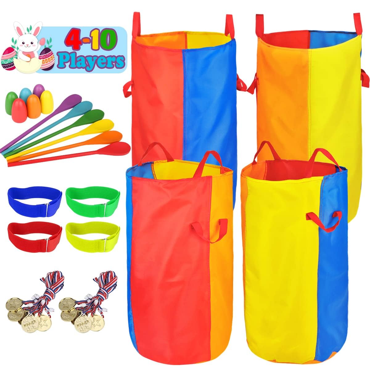 GDTOMEEUOutdoor Lawn Carnival Games Bean Bags Ring Toss Set Potato Sack Race Bags Egg and Spoon Race Games Party for Kid Adult Family，Birthday Party Family Reunion Outside Field Day Easter Games