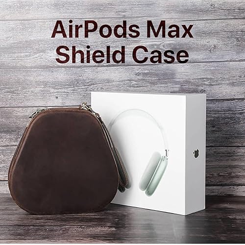 Miniatura 2 de Hiram - Funda de cuero genuino para Airpods Max, funda de viaje portátil de cuero de vaca Crazy Horse para Airpods Max, funda de auriculares para