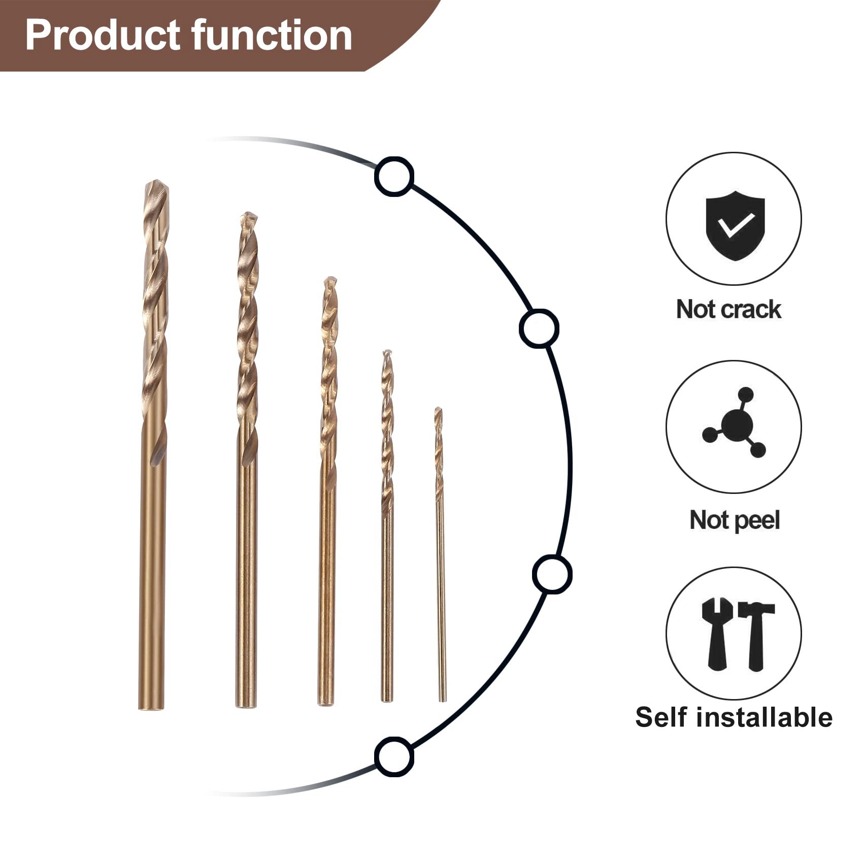 50PZ Drillforce Tools M35 Set di Punte per Trapano al Cobalto, Set di Punte Hss-Co 1-3Mm, per Forare su Acciaio Temprato, Ghisa e Acciaio Inossidabile