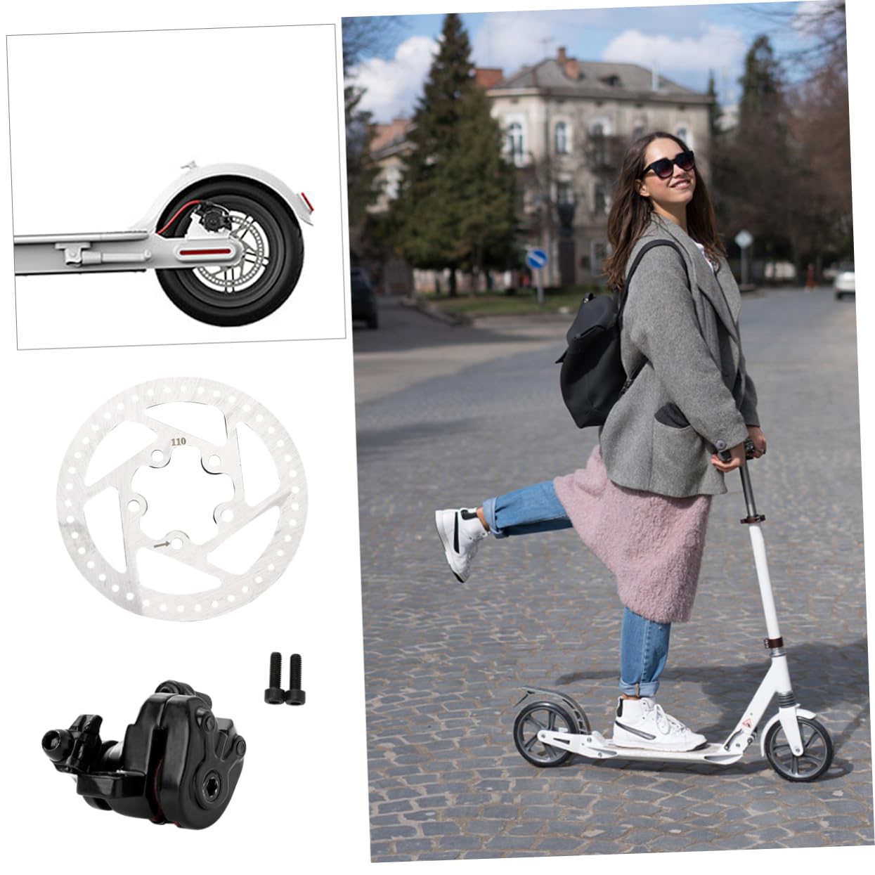 INOOMP 2 Set M365 Freno A Disco Disco Freno A Disco Mini Scooter Accessori Bici Elettrica Scooter Motorizzato Rotori Freno Anteriore Pinza Freno Scooter Freni A Disco Scooter Elettrico