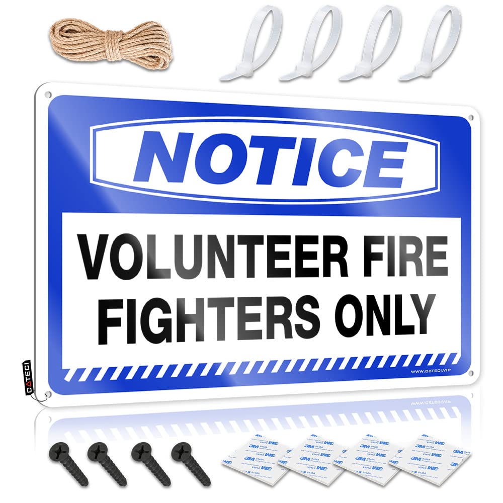 HELIOFORGE Vintage Decor Notice Volunteer Fire Fighters Only Tin Sign Bar Signs For Home Bar Decor Man Cave Signs For Me(20X30CM)