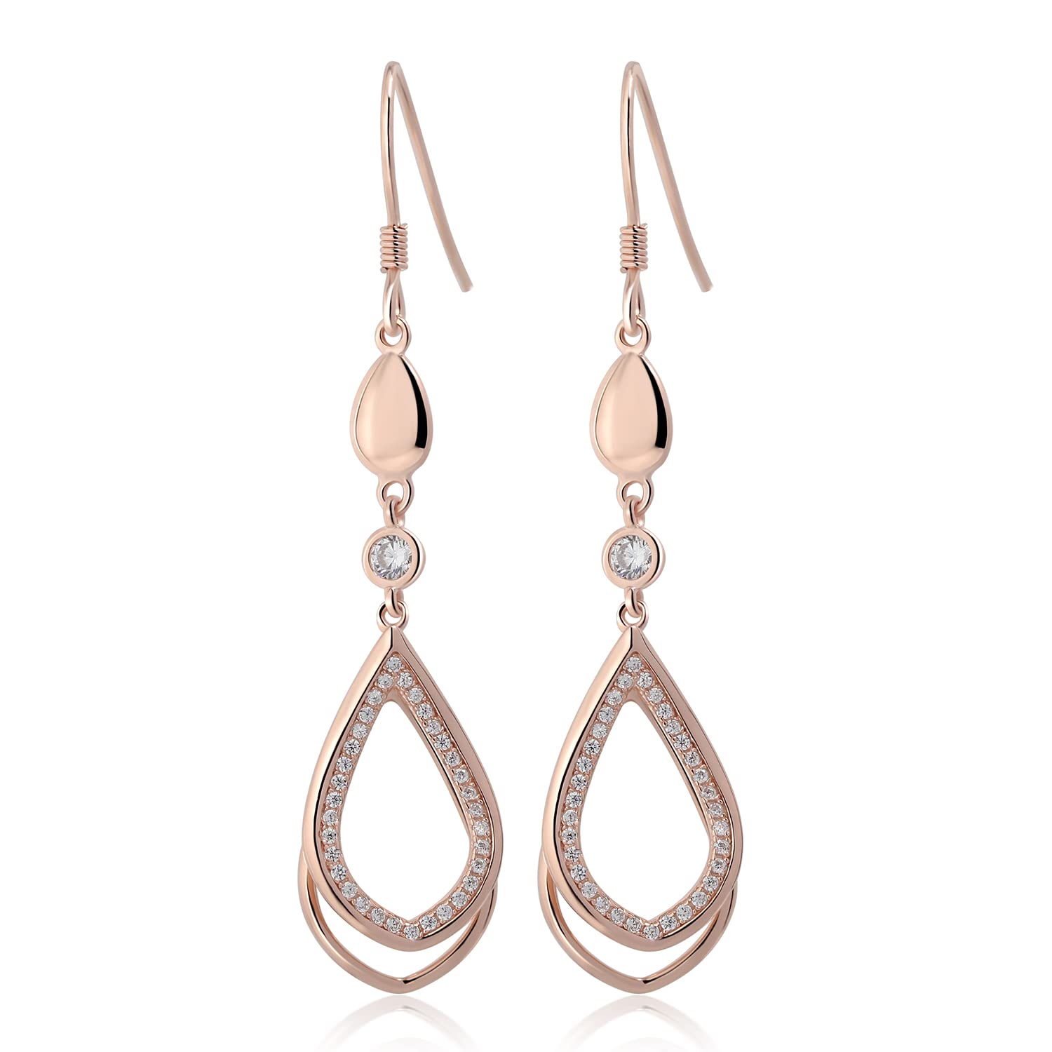 Meissa Orecchini Donna Pendenti Lunghi Argento 925 Orecchini Dorati Piercing Cerchio Piccoli con Pendenti Pietra Gioielleria Donna Regalo Sposa Moglie Anniversario (oro rosa)