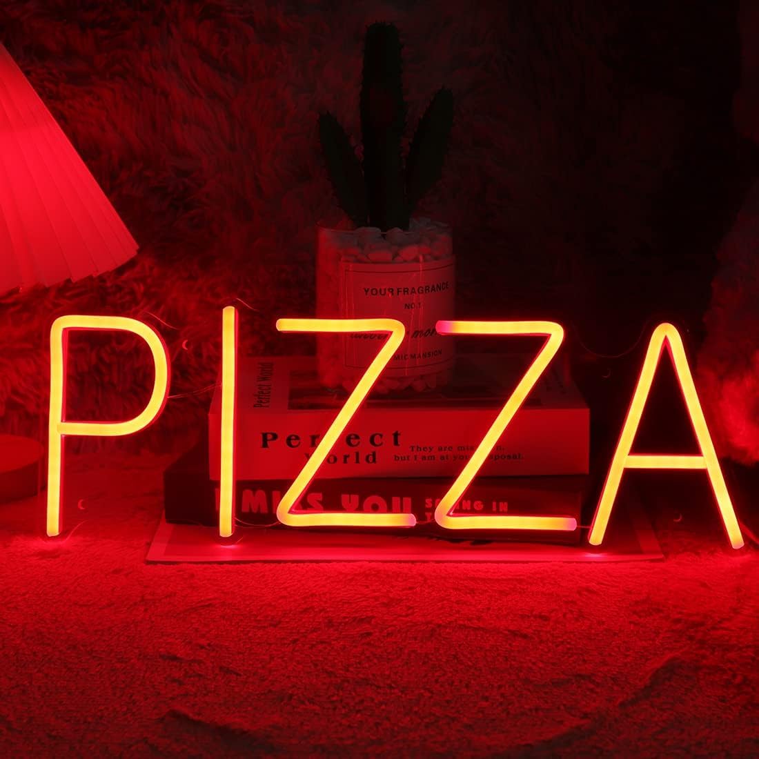 LightingKart Pizza Neon Sign Light for Restaurant Coffee Shop Bar Pub Business Store Advertising Window Display LED Pizza Sign Kitchen Bedroom Kid Room Home Party Cool Wall Decor (Red)
