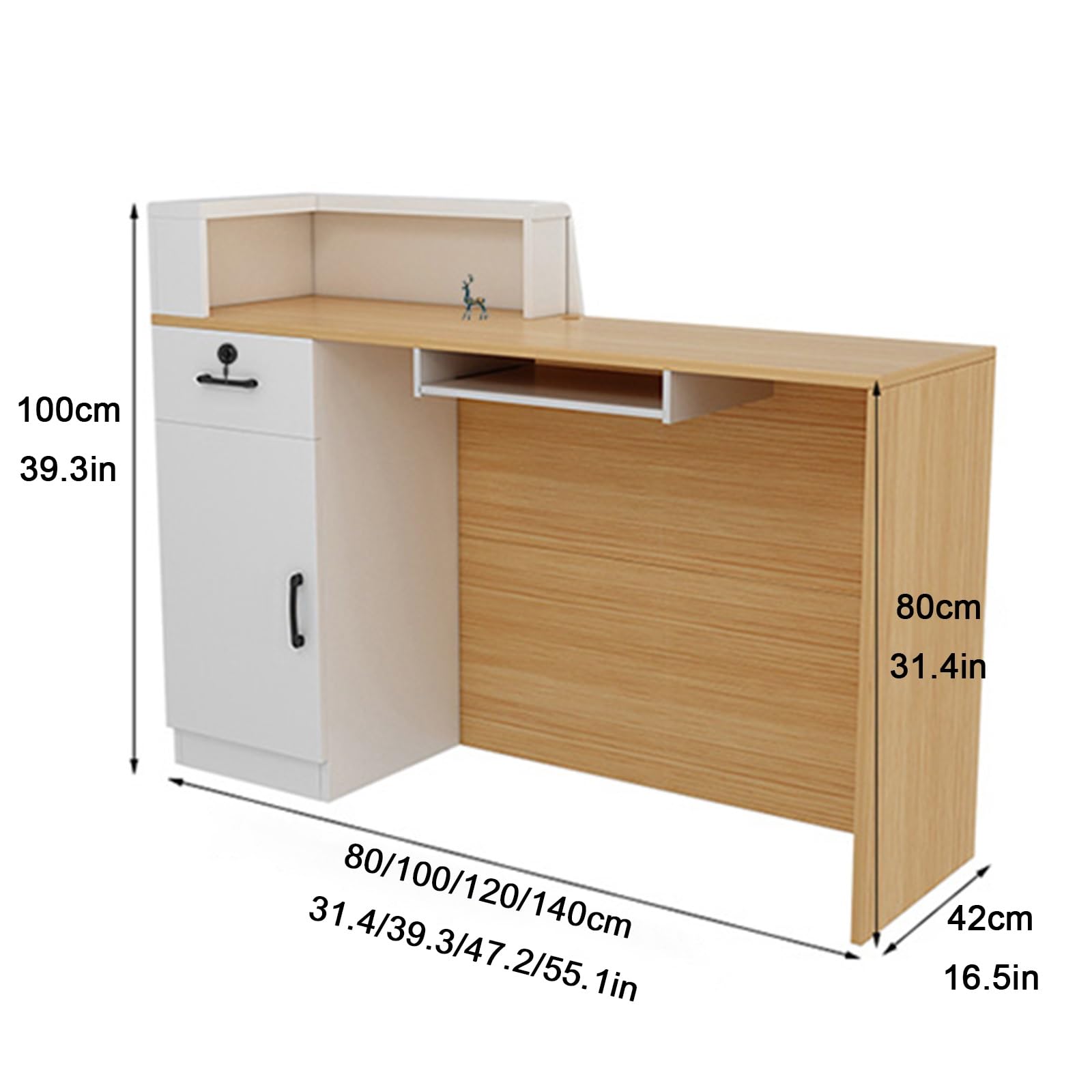 Generico Scrivania da Reception Moderna a Forma di L con vano Contenitore, Elegante bancone da Vendita al Dettaglio per Hall e saloni, Versatile Tavolo da Ufficio per la