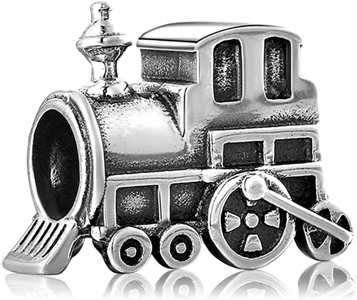 Dije avión plata ley 925 para pulseras abalorio tren retro 3