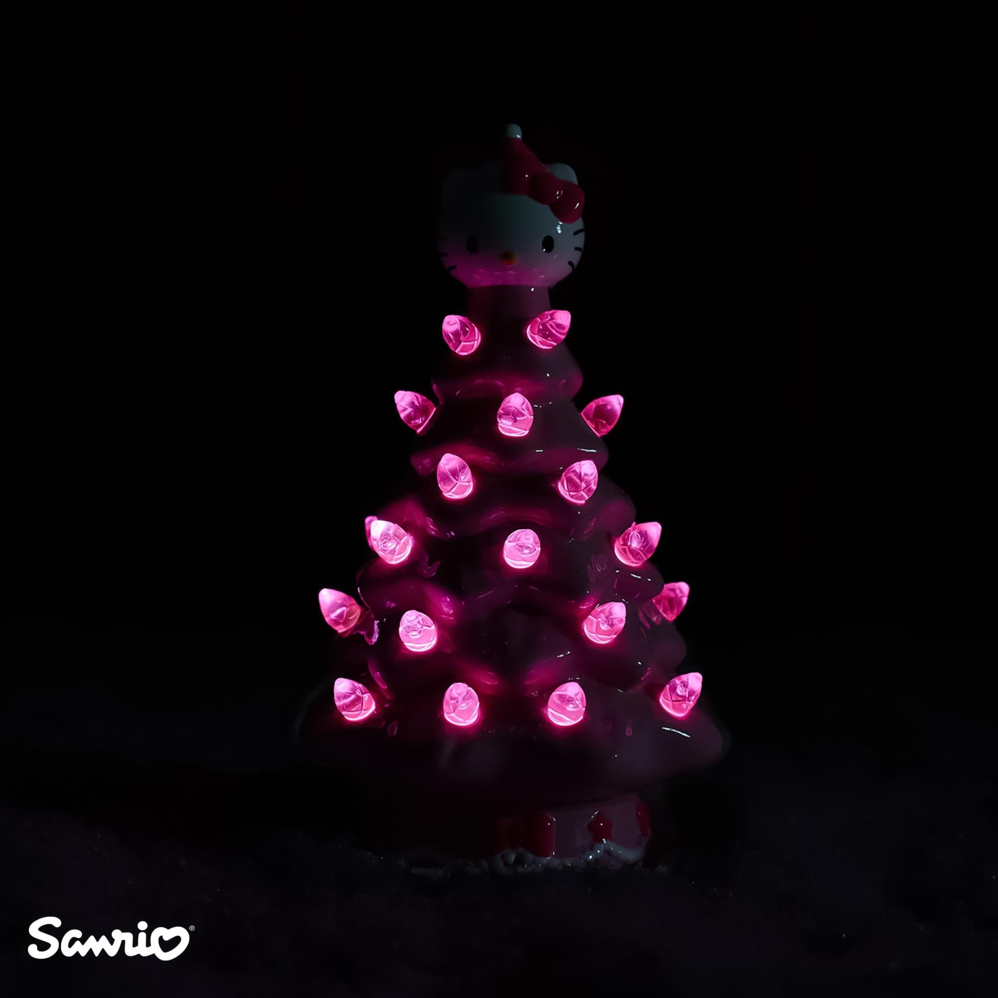 Ukonic Sanrio Hello Kitty Pink Light-Up Ceramic Christmas Tree | Battery-Powered Mood Light | 6 Inches Tall