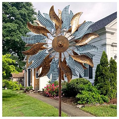 Lariander Wind Spinners Yard Garden - Kinetic Garden Wind Spinner, Large Outdoor Metal Wind Spinners for Yard Lawn Patio Outside (84 inch, Copper Teal) Cover