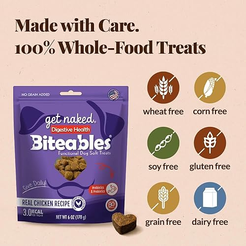 Miniatura 3 de Get Naked Biteables - Golosinas suaves para perros de salud digestiva, bolsa de 6 onzas
