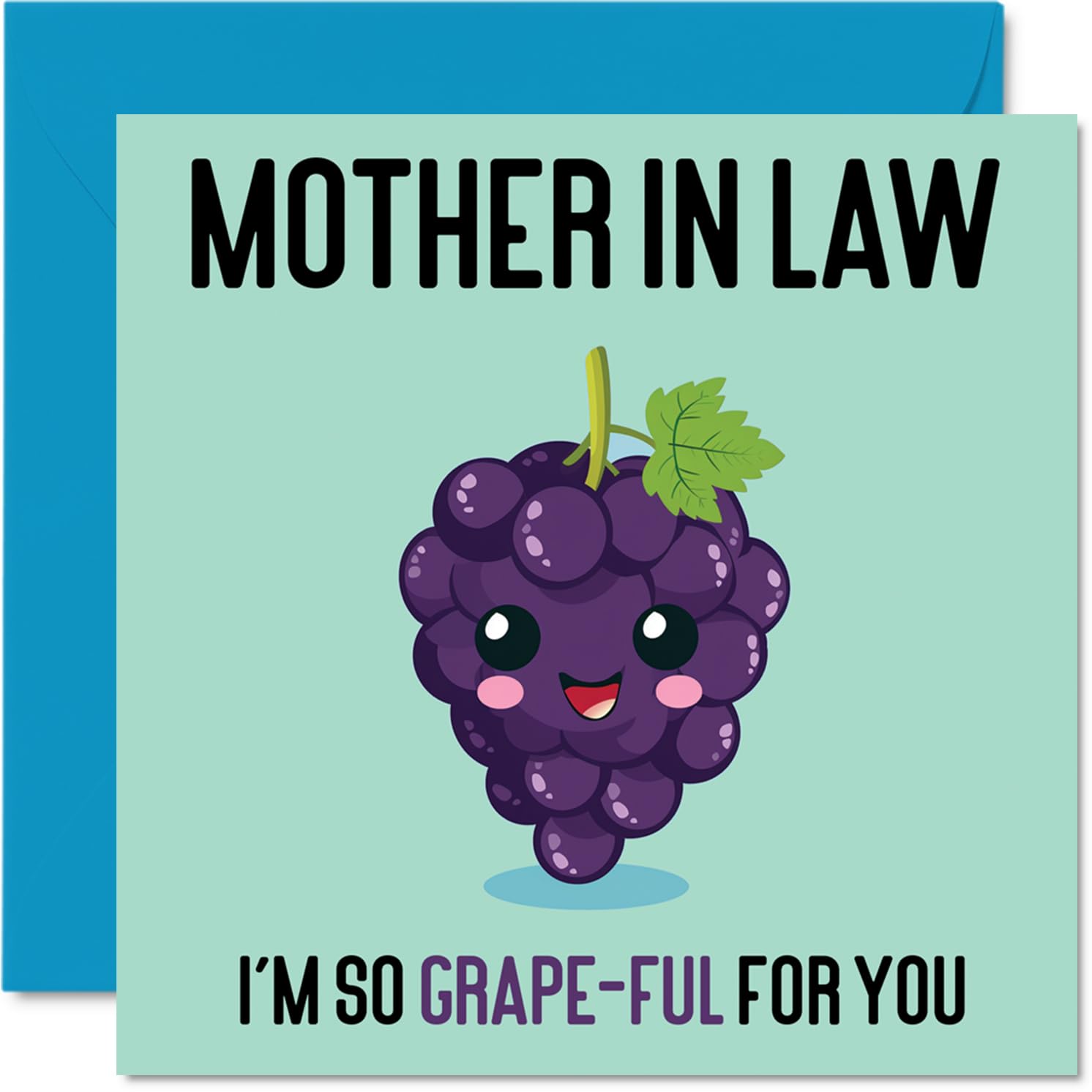 Thank You Cards for Mother in Law - Grape-Ful - Funny Happy Birthday Card for Mother-in-Law from Son Daughter in Law, Mothers Day Card Mum Law, 145mm Joke Greeting Cards Women Her