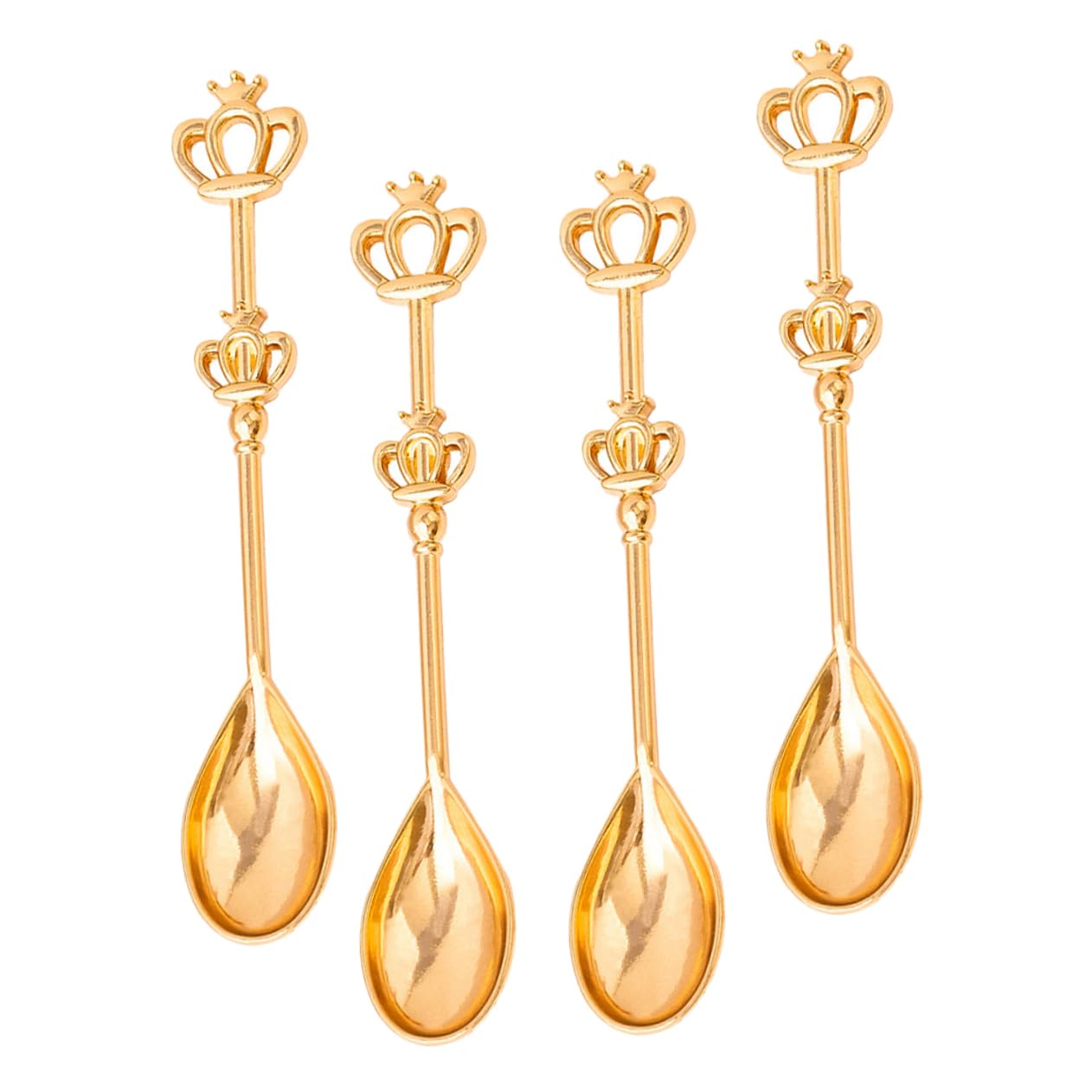 VINTORKY 4pcs Gold Cutlery Set Small Golden Coffee Spoon for Tea Crown Spoons Engraving for Wedding Party Dessert for Home