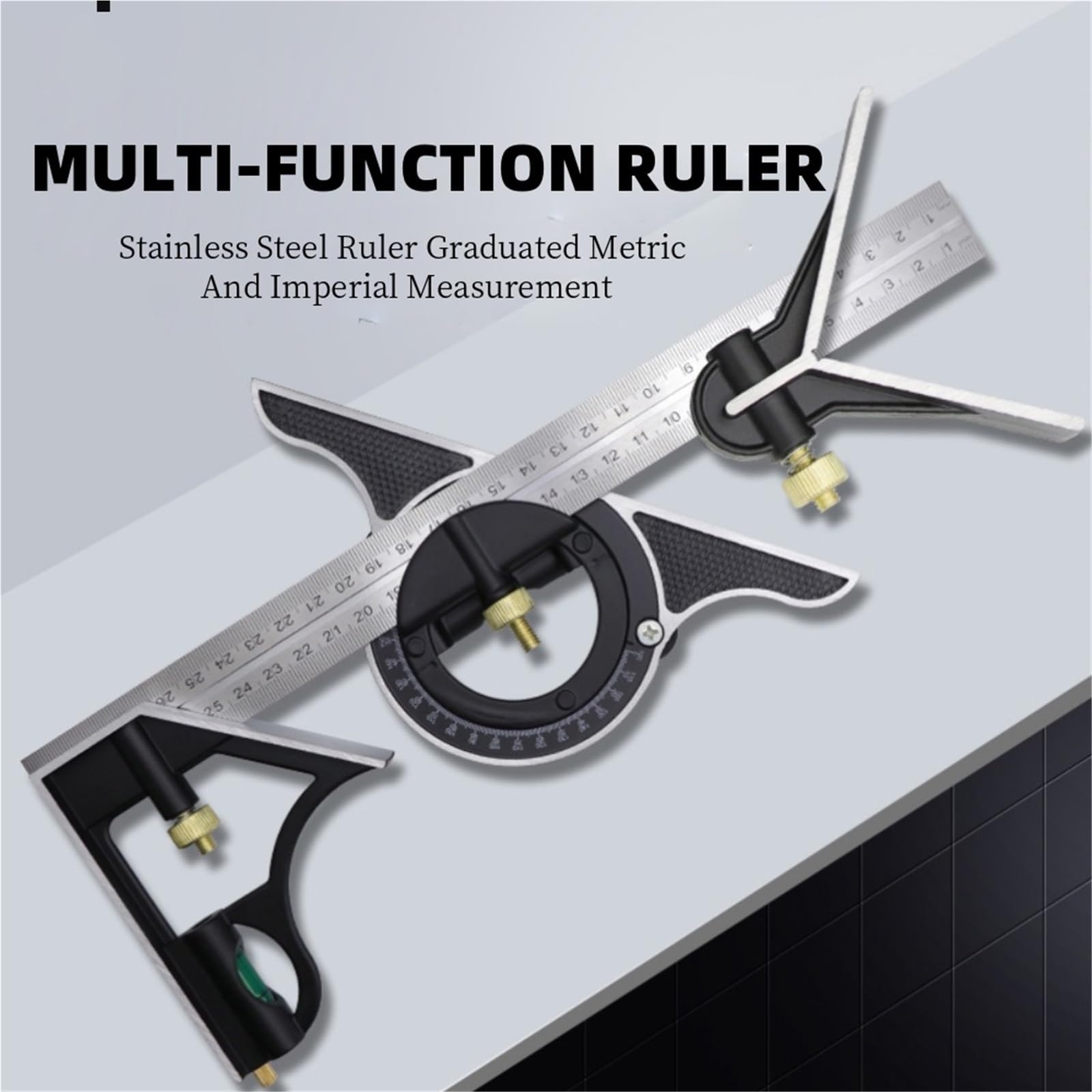 Rapporteur d'angle, Ensemble de règles réglables 3 en 1, combinaison multiple, règle d'angle carré de 300mm, ensemble de mesure, règle universelle, outils de rapporteur à Angle droit