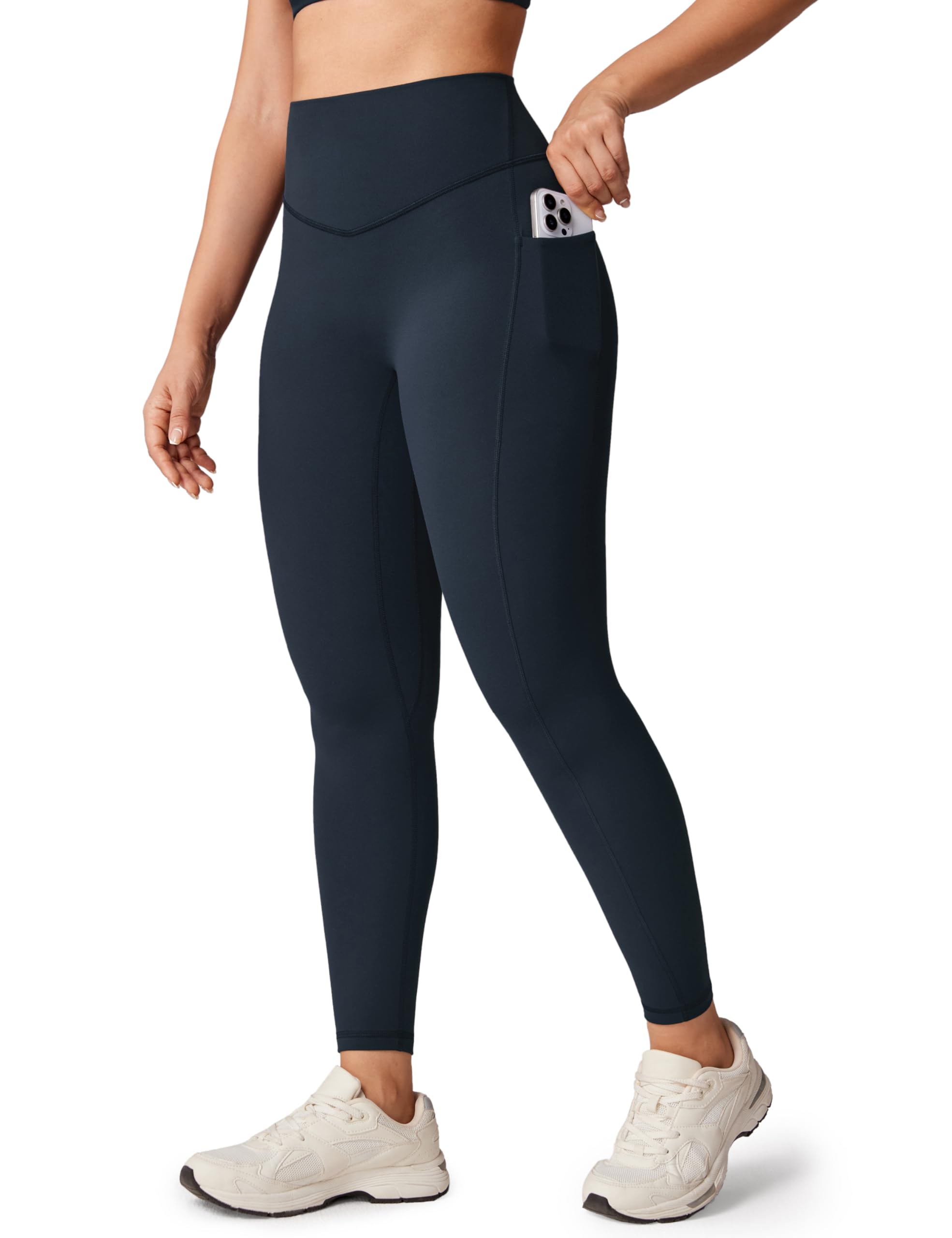 UNISSU Hugcurve No Front Seam High Waisted Workout Leggings with Pockets for Women Buttery Soft Yoga Pants Gym Tights - 25''