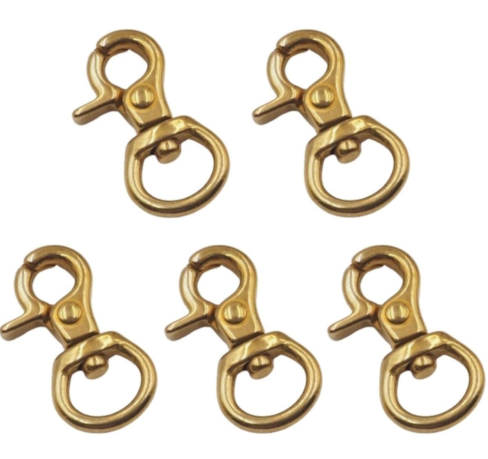 MerciL 5PCS Trigger Snap Hooks, Solid Brass Swivel Trigger Keychains Lobster Claw Clasp Clips Diving Clips for Pet, Bags, Belting, Leashes, Straps, Luggage, Leathercarft
