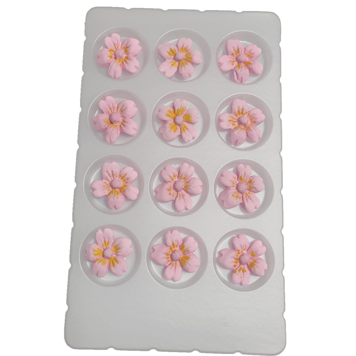 Edible 12 pieces Flowers cake decorations, cupcake toppers, perfect Icing Cookies decro for Valentine's Day Birthday Halloween Thanksgiving Christmas