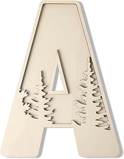 Woodland Layered Wooden Letters 12 Inch, Boho Large Wooden Name Signs for Nursery Big