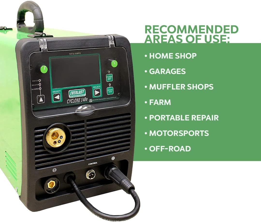Cyclone 140E MIG Welder – 140 Amp Flux Core Welding Machine | 110V Portable Welder for Home & DIY Projects
