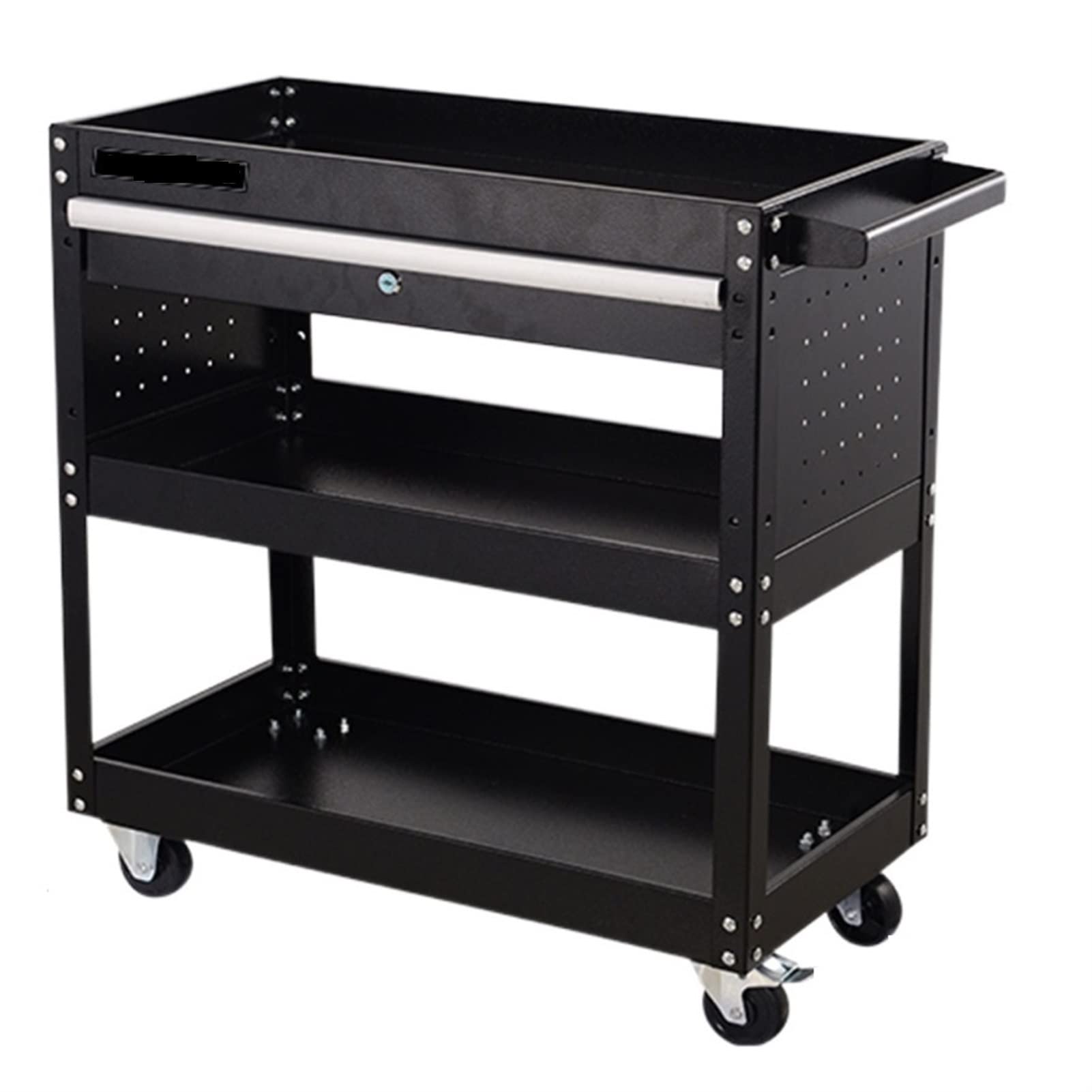 sdneNest Tools Trolley Cart, Car Workshop Toolbox Cabinet Organizer Wall Holder Mechanical Chest Shelf Storage Wheels Garage Tray,with Drawer Black