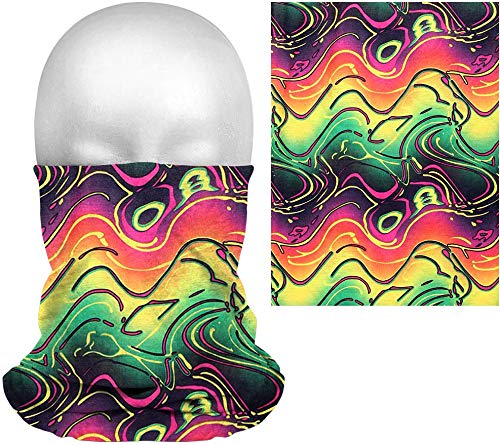 Preisvergleich Produktbild dreamhouse Multifunktionstuch Schlauchschal Bandana Maske mit Motiv / Halstuch Gesichtsmaske / Sturmmaske, Mehrzweckschal / Damen & Herren Varianten (Wellen (Multicolor))