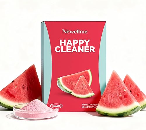 NEWELLME Happy Cleaner Superfood Powder - Mezcla de bebida de sandía sin azúcar, antioxidante y apoyo a la digestión, vegano, sin OMG, sin gluten,