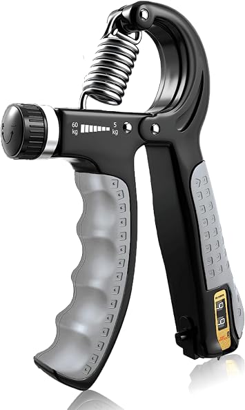 Hand Grip Strengthener Kit with Counter 5 Pack, Forearm Workout Strength Trainer,Adjustable Resistance Exerciser,Finger Exerciser,Finger Stretcher,Grip Ring & Stress Relief Grip Ball