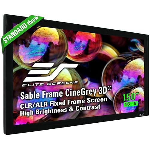 Elite Screens 150-Inch ALR Projector Screen 16:9 – Ceiling & Ambient Light Rejecting, Fixed Frame Wall Mounted, ISF-Certified CineGrey 3D for Home Theater, Standard Throw Projectors, ER150DHD3