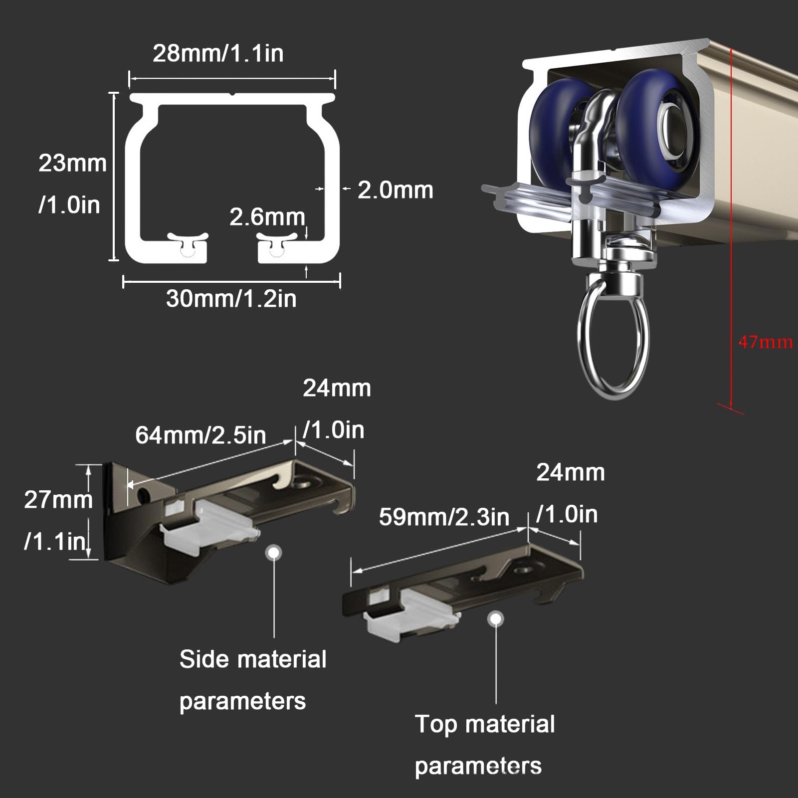 Aluminiowa elastyczna szyna do montażu na suficie 0,5 m-5,8 m, ulepszona szyna do Ains RVs Przegrody pokojowe zawiera trac i armaturę - wszechstronne i rozwiązanie