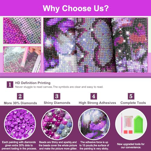 Image of HEIBAGO Animal Diamond Painting Kits for Adults, 5D DIY Animal Full Drill Round Diamond Art Kits with Leopard Diamond Painting, Diamond Dots Perfect for Home Wall Decor 12x16inch