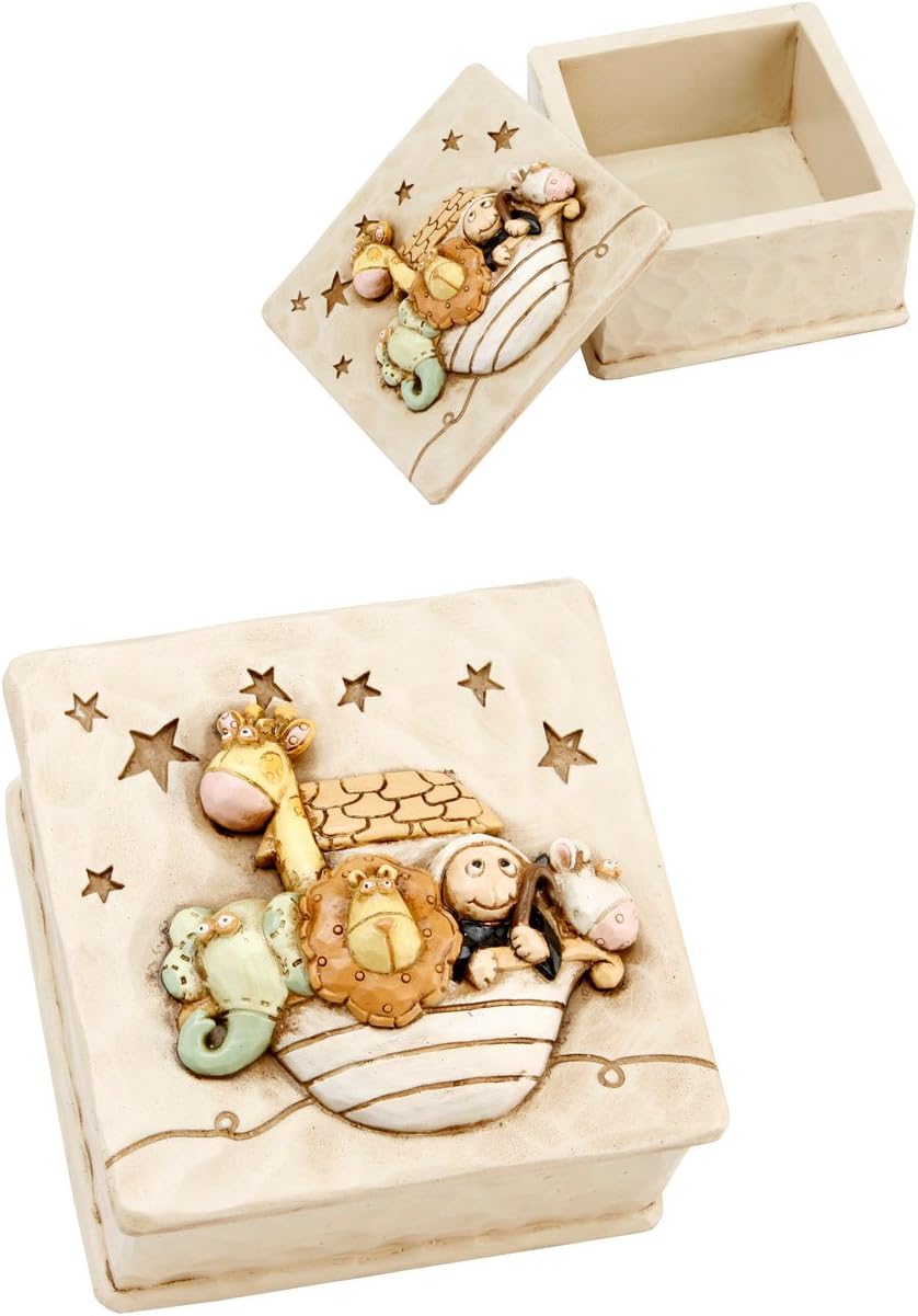 Baby Noah's Ark Animals Resin Trinket Box