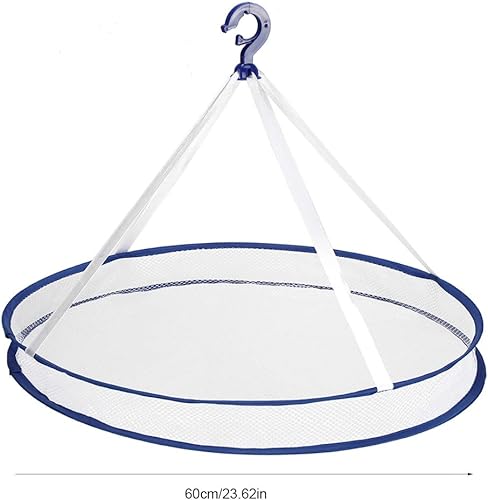 Miniatura 5 de Alvinlite Secador de suéter plegable, estante plegable para colgar ropa, cesta de secado de ropa de malla redonda plegable para interiores y
