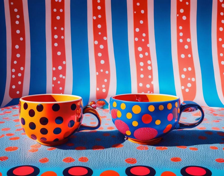 Petites tasses à café peintes sur toile SERENDIPITP 58x90 cm pour raviver vos souvenirs