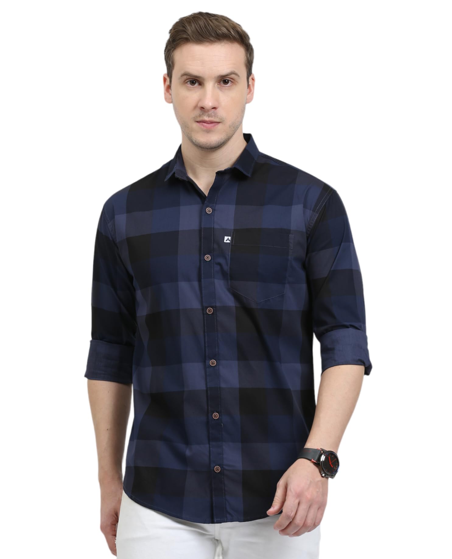 ALLWIN PAUL Multicolour Brown Checkered Shirt for Men