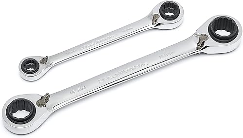 Miniatura 3 de GEARWRENCH QuadBox 85227 - Juego de llaves métricas de trinquete reversibles, 2 piezas, 12 puntos