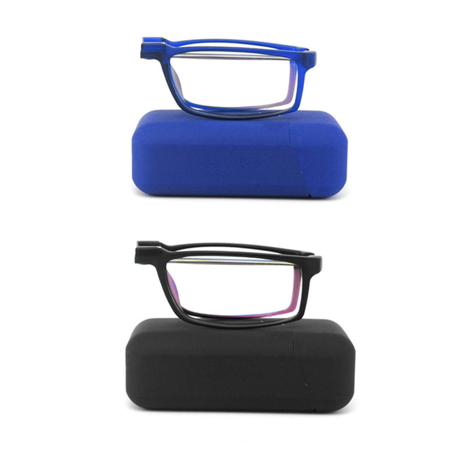KoKoBin 2 pezzi Pieghevole Anti Luce Blu Occhiali da Lettura Per uomo e donna con fionda specchio telescopico gambe con una scatola portatile Per viaggiare +2.0