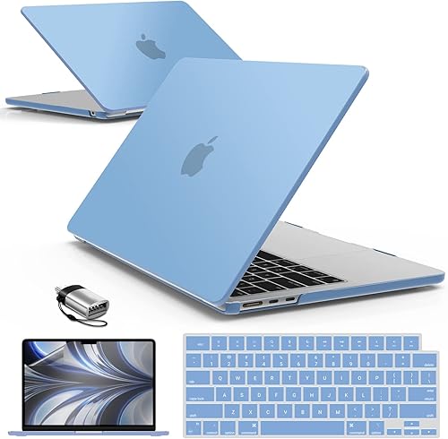 IBENZER Compatible con MacBook Air 13 pulgadas 2025 2024 2023 2022 Funda M4 A3240 M3 A3113 M2 A2681, Funda Rígida y Cubierta de Teclado y Película