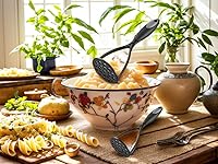 Vista 3 de KSENDALO Juego de 2 machacadores de patatas de nailon, grueso, antiadherente, cómodo, mango envuelto en goma, hoja de nailon importado europeo