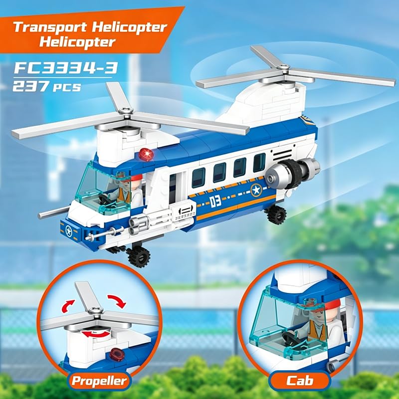 Image of SKY LINE OCEAN 4-in-1 Airplane Building Block Set, 936+ PCS Multi-Model Aircraft Kit with Passenger Plane, Cargo Plane & Airport Vehicles, STEM Construction Toy | 5 Year Structural Warranty