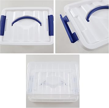 Kiddream 6 Liter Clear Storage Boxes, Samll Plastic Containers Boxes with Lids and Handles Set of 6 (Blue Handle)