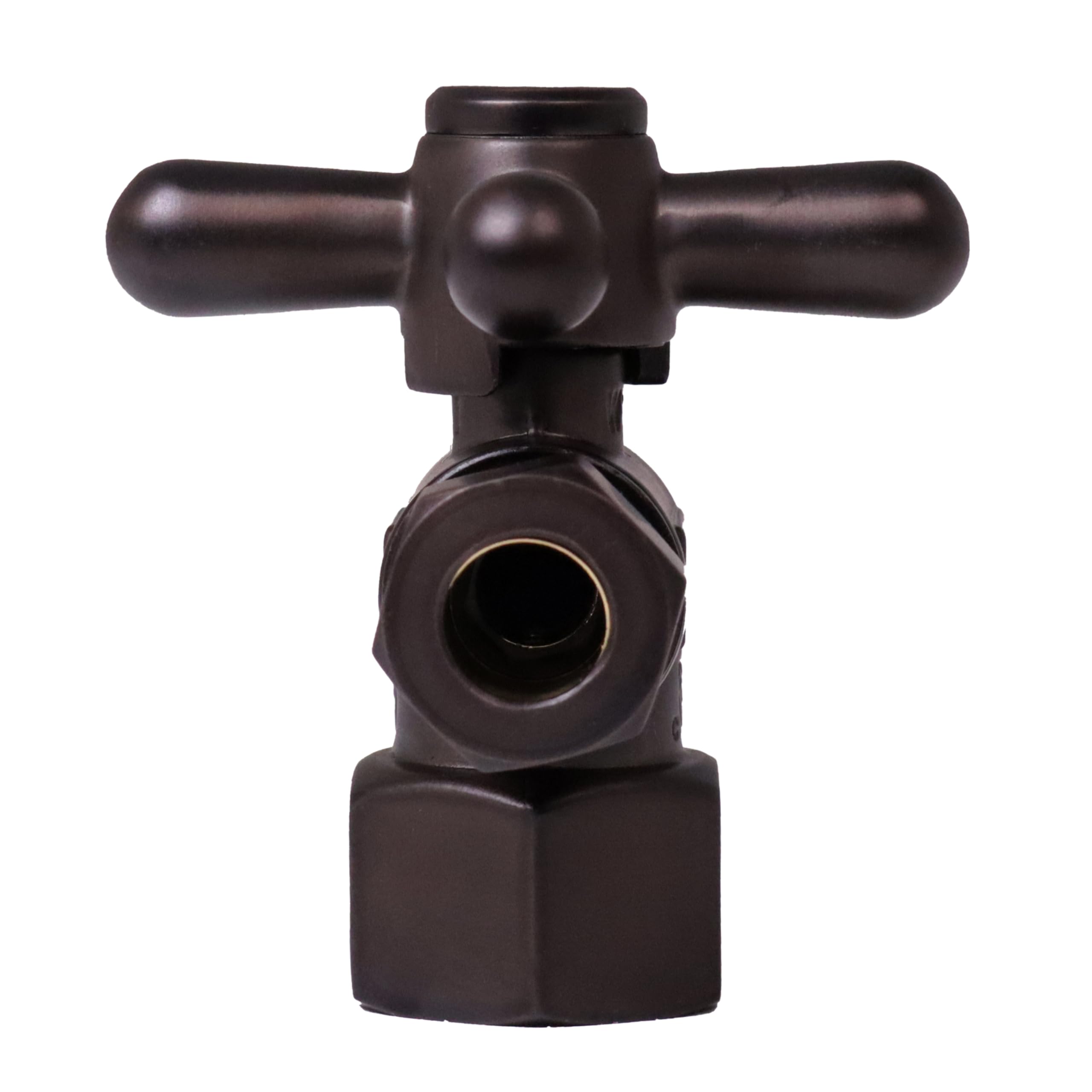 Westbrass D103BX-2-12 - Válvula de cierre de ángulo de mango cruzado de 1/4 vuelta, IPS de 1/2 pulgada x 3/8 pulgadas de diámetro exterior, bronce aceitado (paquete de 2)