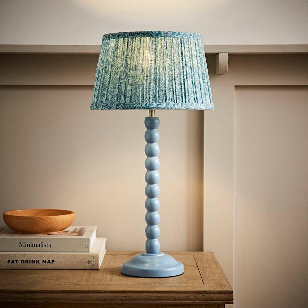 ValueLights | Bobbin Pastel Blue Table Lamp with Leaf Pleated Shade and Bulb | Table Lamp, Home Décor & Improvement Essential