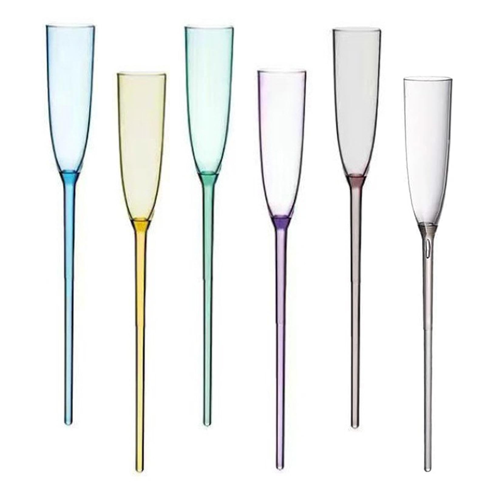 Flute da champagne galleggianti, set di 6 eleganti calici da champagne in acrilico, calici senza base, bicchieri galleggianti per la piscina, perfetti per feste ed eventi sociali (colore nero)