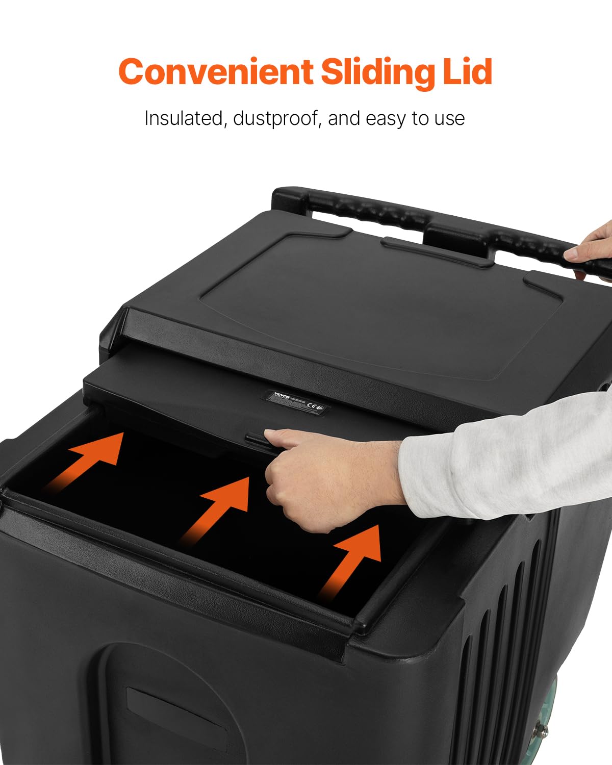 VEVOR Komercyjny przenośny pojemnik na lód 56,7 kg (80 x 58 x 74 cm) pojemnik na lody ze stali nierdzewnej z 4 kółkami i przesuwaną pokrywą, wózek chłodzący do baru, restauracji, kuchni