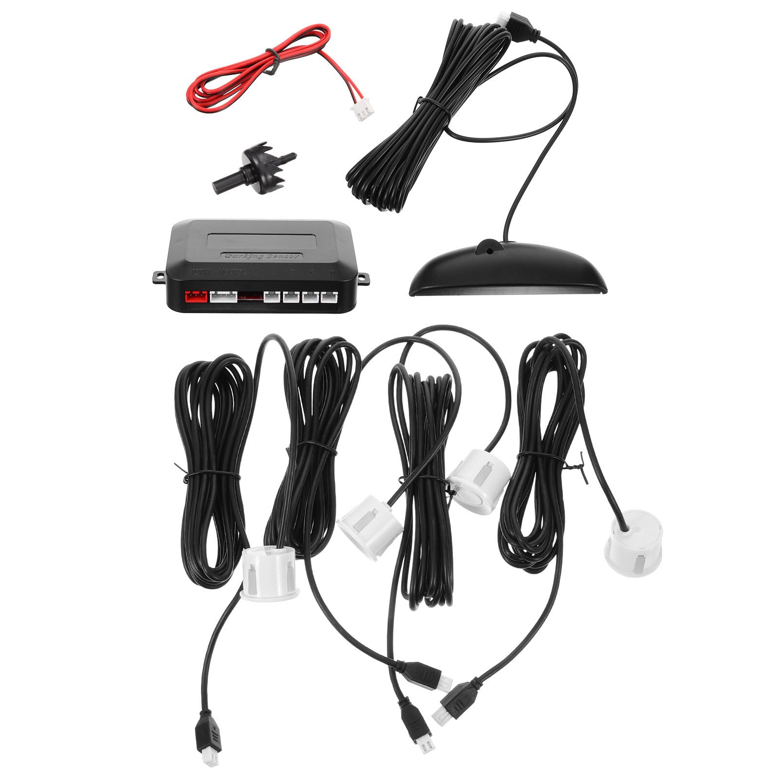 Kit de Sensores de Aparcamiento Inalámbrico Abs Blanco 1 Juego | Aviso LED y Voz, Medición Precisa de Distancia, para Vehículo Pantalla Lcd