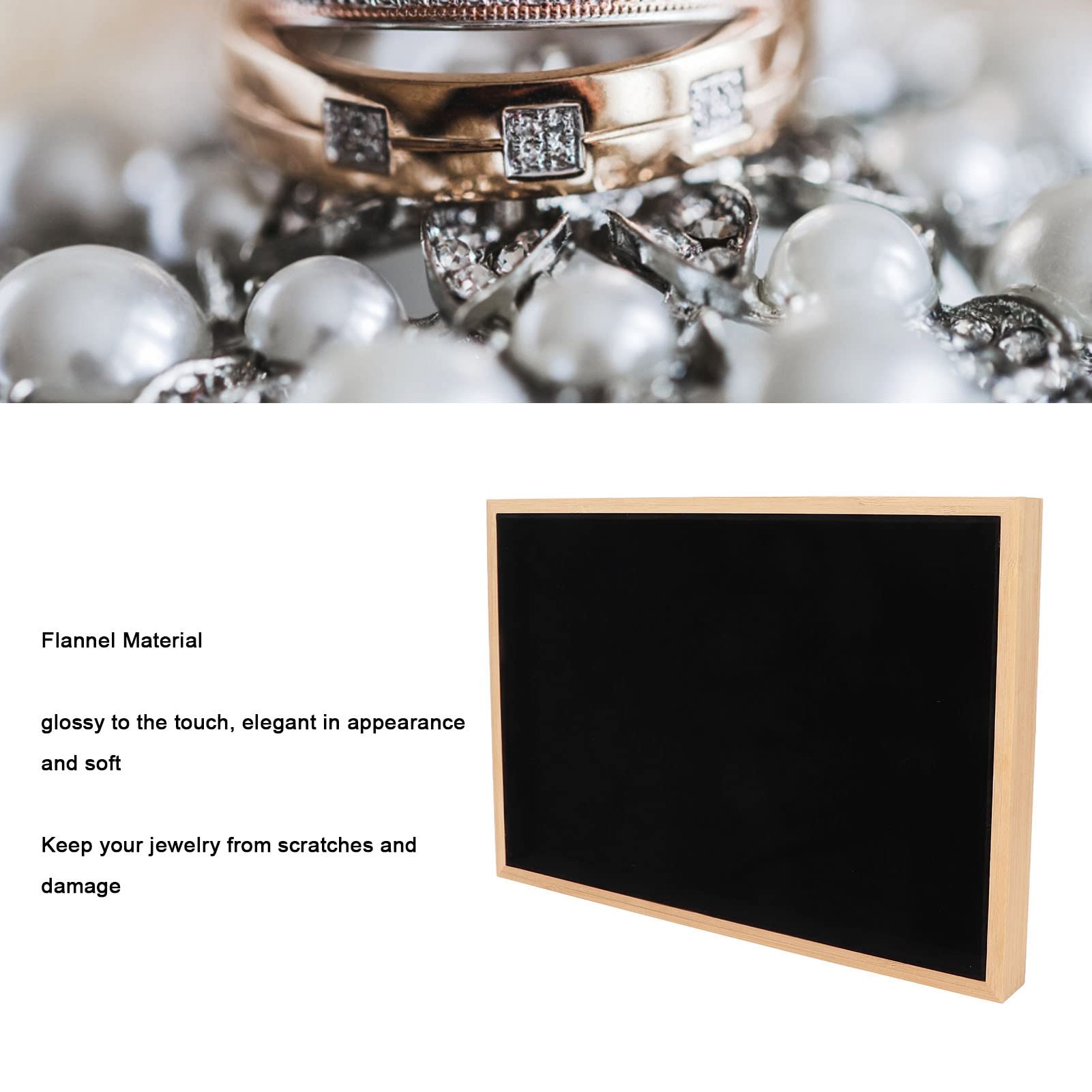 GLOGLOW Organizzatore di Vassoi per Gioielli, Elegante Vassoio per Gioielli in Legno di Flanella per Gioielli