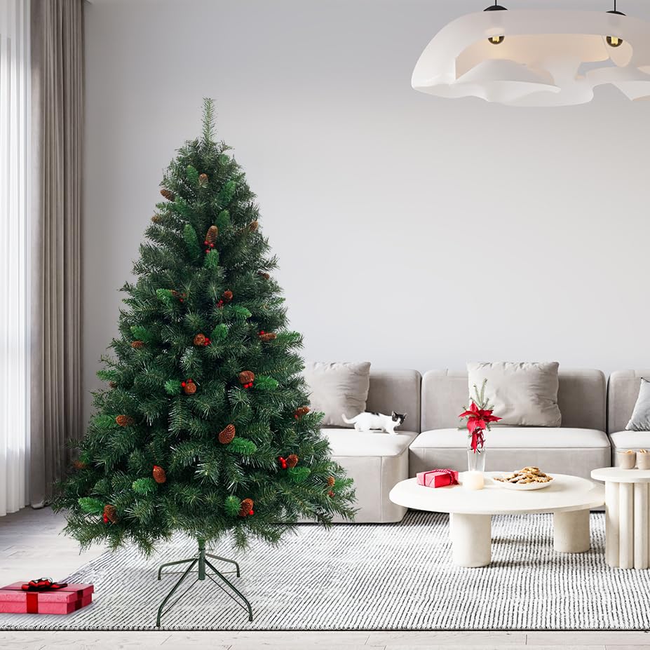 SVITA Künstlicher Weihnachtsbaum 180cm klappbar mit 661 Zweig-Spitzen inkl. Metall Ständer Christbaum Tannenbaum Schnellaufbau Klappsystem… – Ansicht 4