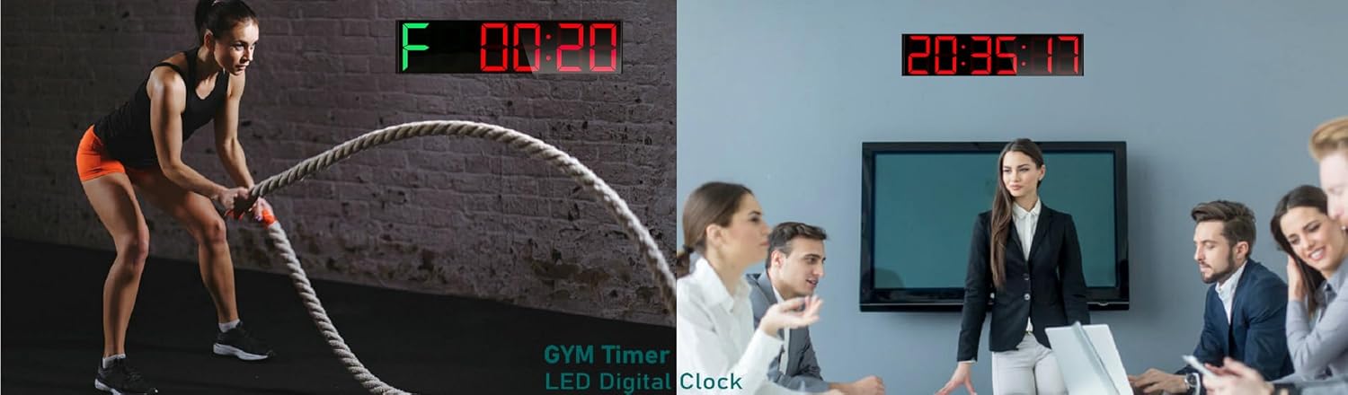 Tripod 26 Huge Race Clock Timer (5.6’’ Numbers), Digital Countdown Clock, with Gym Interval Workout Timers, Stopwatch for Race Events Timing (Red)