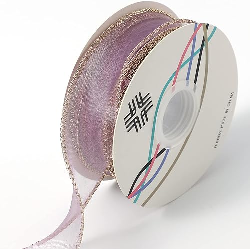 Cinta dorada con purpurina de 1-12 pulgadas, borde dorado, cinta transparente de 10 yardas, cinta de organza de alta calidad para envolver regalos,