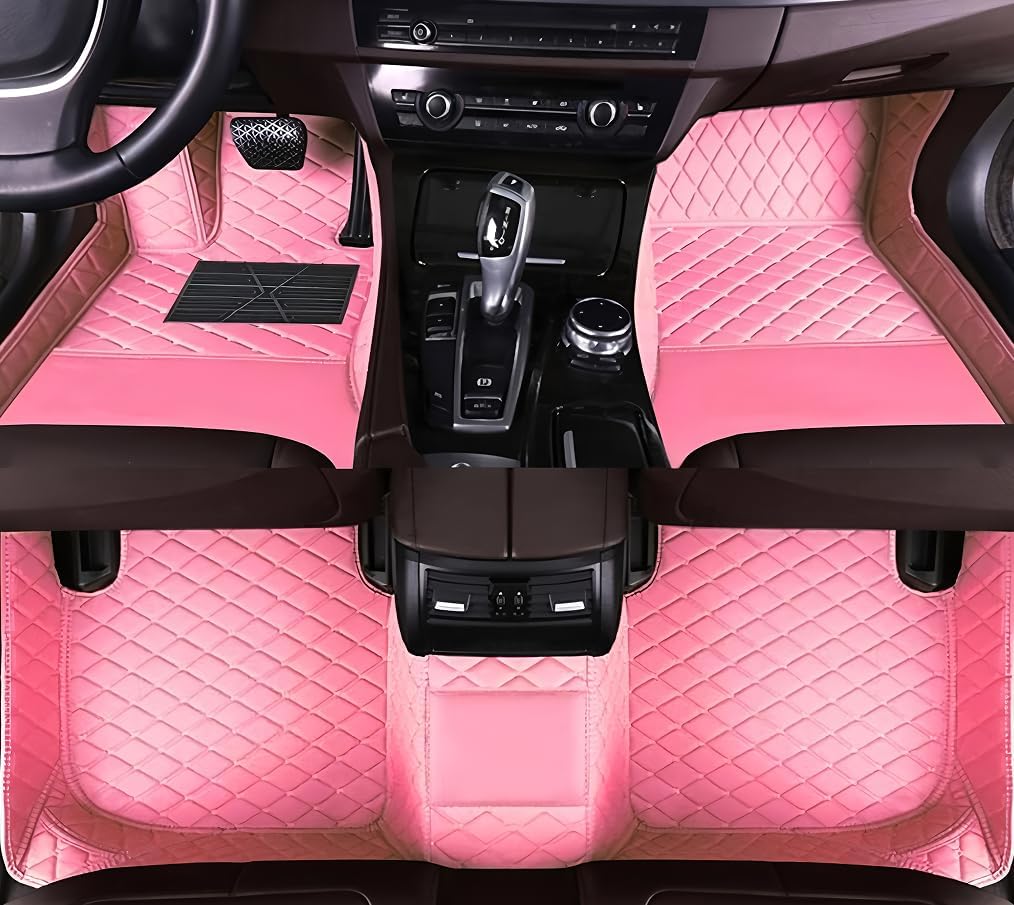 Customize Car Floor Mats for 99% Sedan SUV Sports Car All Weather Leather Full Coverage Waterproof Non-Slip Vehicle Lining Pads (Black Red)