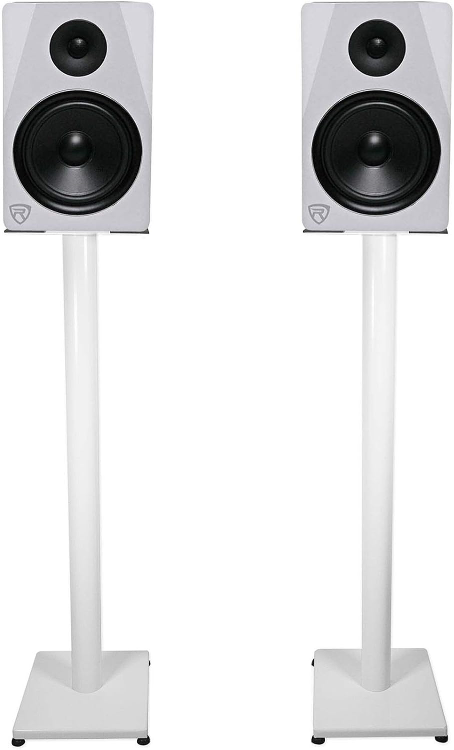 Rockville Pair RS37W V2 37" Steel Bookshelf Speaker/Studio Monitor Stands, 60 lbs Capacity, Cable Management, Anti-Vibration Pads, Adjustable Feet, for Home Audio and Studio Monitoring - Image 6
